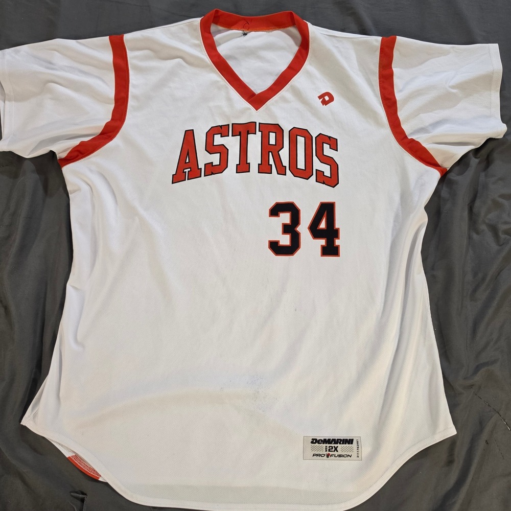 DeMarini Pro Fusion Astros 34 Baseball Jersey Mens 2X White Red V-Neck Mesh